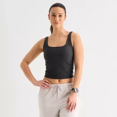 Xersion Evercontour+ Womens Square Neck Active Tank Top In Black