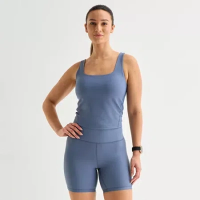 Xersion Evercontour+ Womens Square Neck Active Tank Top In Blue