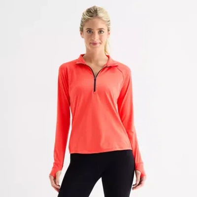 Xersion Everultra-lite Womens Mock Neck Long Sleeve Active Quarter-zip Pullover In Red