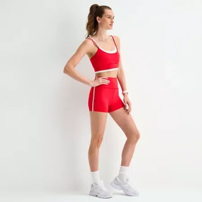 Xersion Everultra Womens 4" High Rise Stretch Fabric Quick Dry Bike Short In Red