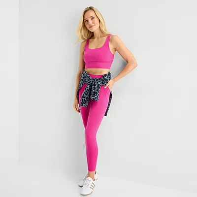 Xersion Everultra Womens Medium Support Long Line Bra In Pink