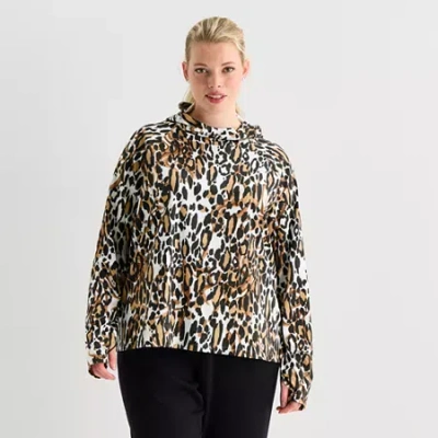 Xersion Everultra Womens Plus Hooded Long Sleeve Quick Dry Active T-shirt In Brown