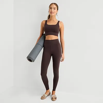 Xersion Everultra Womens Quick Dry High Rise 28" Active Skinny Full Length Leggings In Brown