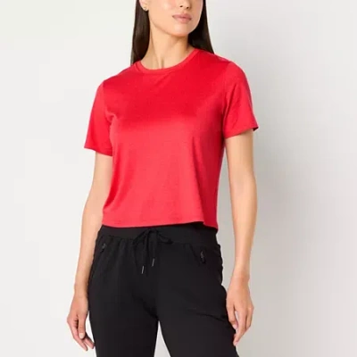 Xersion Everyday Womens Crew Neck Short Sleeve Quick Dry Active T-shirt In Red