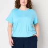 Xersion Everyday Womens Crew Neck Short Sleeve T-shirt Plus In Blue