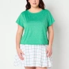 Xersion Everyday Womens Crew Neck Twist Back Short Sleeve T-shirt Plus In Green