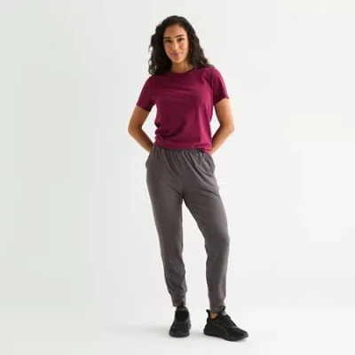 Xersion Everyday Womens Drawstring Waist Tapered Mid Rise Active Jogger Pant In Gray