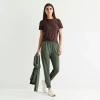Xersion Everyday Womens Drawstring Waist Tapered Mid Rise Active Jogger Pant In Green