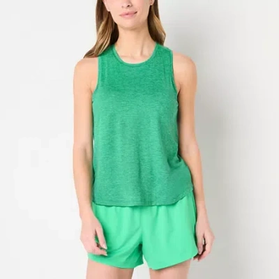 Xersion Everyday Womens High Neck Sleeveless Shelf Bra Tank Top In Green