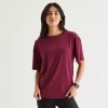 Xersion Everyday Womens Pleat Back Crew Neck Short Sleeve T-shirt In Red