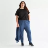 Xersion Everyday Womens Plus Drawstring Waist Cuffed Mid Rise Active Jogger Pant In Blue