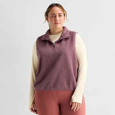Xersion Fleece Vest Plus In Brown