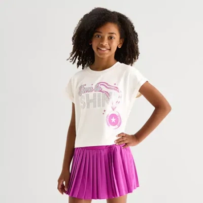 Xersion French Terry Little & Big Kid Girls Crew Neck Short Sleeve Active T-shirt In White