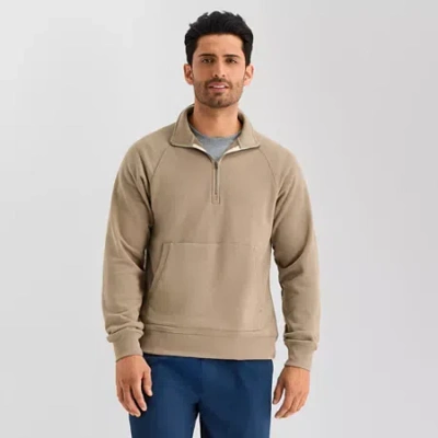 Xersion French Terry Mens Long Sleeve Active Quarter-zip Pullover In Brown