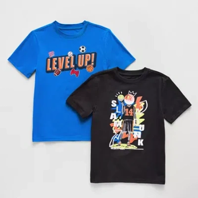 Xersion Little & Big Kid Boys Crew Neck Short Sleeve Regular Fit Graphic T-shirt In Blue