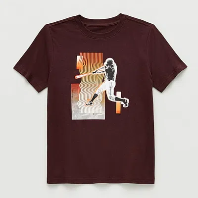Xersion Little & Big Kid Boys Crew Neck Short Sleeve Regular Fit Graphic T-shirt In Brown