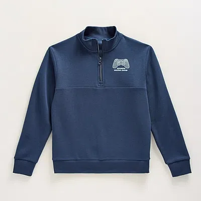 Xersion Little & Big Kid Boys Mock Neck Long Sleeve Fleece Active Quarter-zip Pullover In Blue