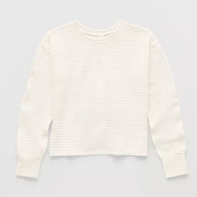 Xersion Little & Big Kid Girls Crew Neck Long Sleeve Active T-shirt In Neutral