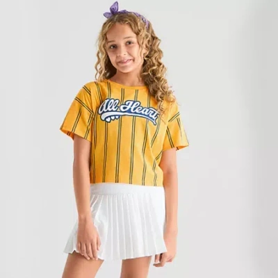 Xersion Little & Big Kid Girls Crew Neck Short Sleeve Active T-shirt In Yellow