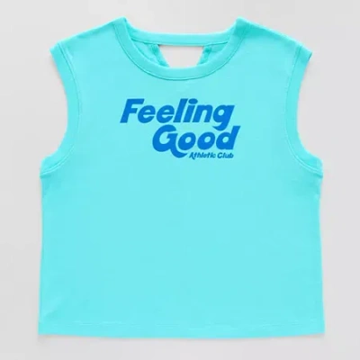 Xersion Little & Big Kid Girls Crew Neck Short Sleeve Muscle T-shirt In Blue