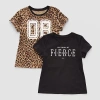 Xersion Little & Big Kid Girls Crew Neck Short Sleeve Regular Fit 2-pc. Graphic T-shirt In Black