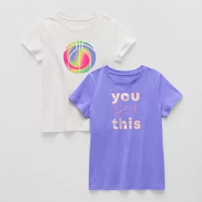 Xersion Little & Big Kid Girls Crew Neck Short Sleeve Regular Fit 2-pc. Graphic T-shirt In White