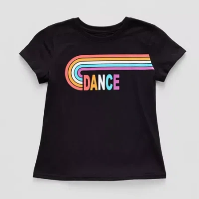 Xersion Little & Big Kid Girls Crew Neck Short Sleeve Regular Fit Graphic T-shirt In Black