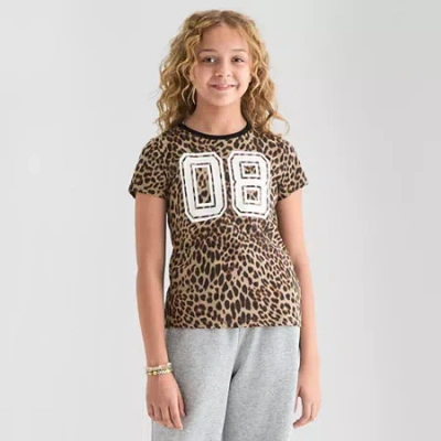 Xersion Little & Big Kid Girls Crew Neck Short Sleeve Regular Fit Graphic T-shirt In Black