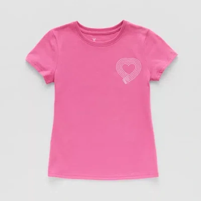 Xersion Little & Big Kid Girls Crew Neck Short Sleeve Regular Fit Graphic T-shirt In Pink