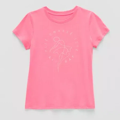 Xersion Little & Big Kid Girls Crew Neck Short Sleeve Regular Fit Graphic T-shirt In Pink