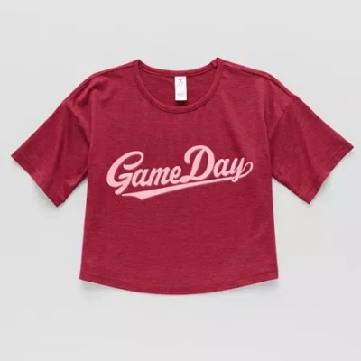 Xersion Little & Big Kid Girls Crew Neck Short Sleeve Regular Fit Graphic T-shirt In Red