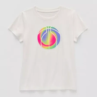 Xersion Little & Big Kid Girls Crew Neck Short Sleeve Regular Fit Graphic T-shirt In White