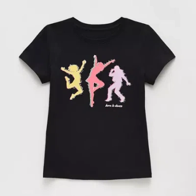 Xersion Little & Big Kid Girls Crew Neck Short Sleeve Regular Fit Graphic T-shirt In Black