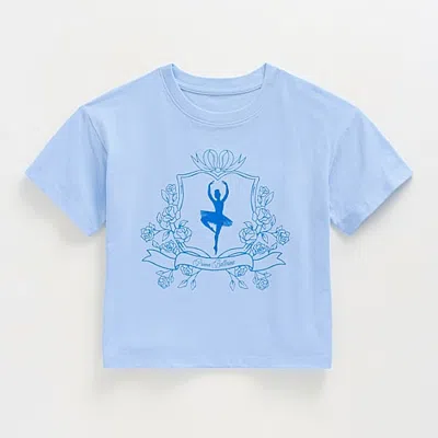 Xersion Little & Big Kid Girls Crew Neck Short Sleeve Regular Fit Graphic T-shirt In Blue