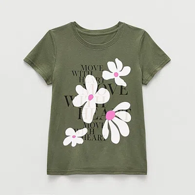Xersion Little & Big Kid Girls Crew Neck Short Sleeve Regular Fit Graphic T-shirt In Green