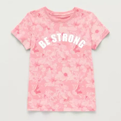 Xersion Little & Big Kid Girls Crew Neck Short Sleeve Regular Fit Graphic T-shirt In Pink