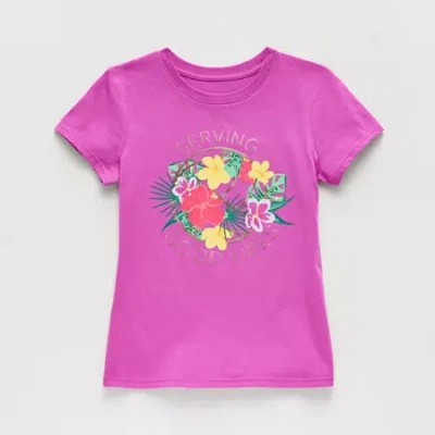 Xersion Little & Big Kid Girls Crew Neck Short Sleeve Regular Fit Graphic T-shirt In Purple