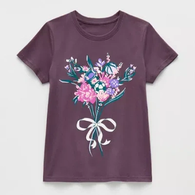 Xersion Little & Big Kid Girls Crew Neck Short Sleeve Regular Fit Graphic T-shirt In Purple