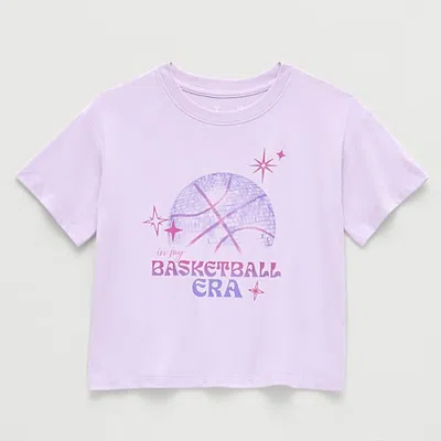 Xersion Little & Big Kid Girls Crew Neck Short Sleeve Regular Fit Graphic T-shirt In Purple