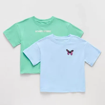 Xersion Little & Big Kid Girls Crew Neck Short Sleeve Relaxed Fit Graphic T-shirt In Multi