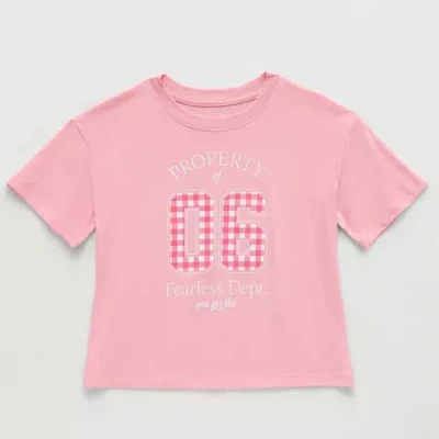 Xersion Little & Big Kid Girls Crew Neck Short Sleeve Relaxed Fit Graphic T-shirt In Pink