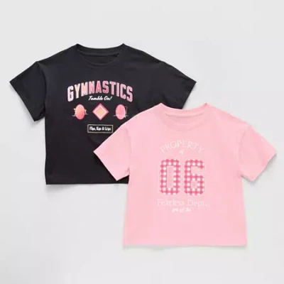 Xersion Little & Big Kid Girls Crew Neck Short Sleeve Relaxed Fit Graphic T-shirt In Multi