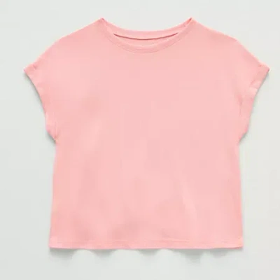 Xersion Little & Big Kid Girls Crew Neck Short Sleeve T-shirt In Pink