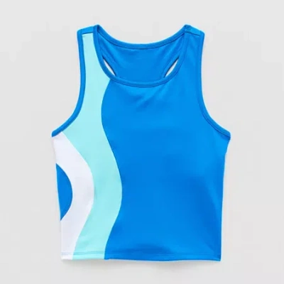 Xersion Little & Big Kid Girls Crew Neck Sleeveless Active Tank Top In Blue