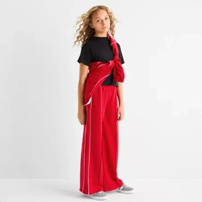 Xersion Little & Big Kid Girls High Rise Regular Fit Wide Leg Track Pant In Red