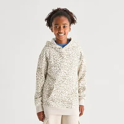 Xersion Little & Big Kid Girls Long Sleeve Fleece Active Hoodie In Beige
