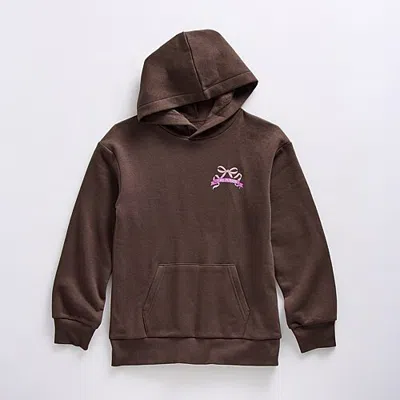 Xersion Little & Big Kid Girls Long Sleeve Fleece Active Hoodie In Brown