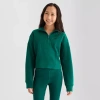 Xersion Little & Big Kid Girls Mock Neck Long Sleeve Fleece Active Quarter-zip Pullover In Green