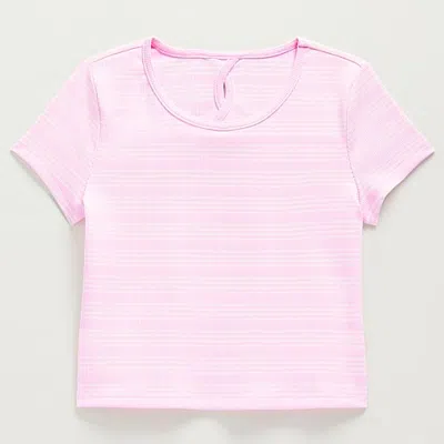 Xersion Little & Big Kid Girls Round Neck Short Sleeve Moisture Wicking Active T-shirt In Pink