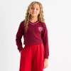 Xersion Little & Big Kid Girls V Neck Fleece Long Sleeve Sweatshirt In Red